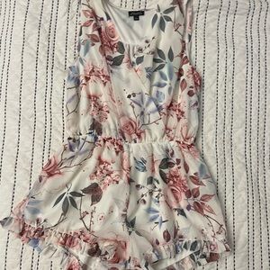 White and pink floral romper